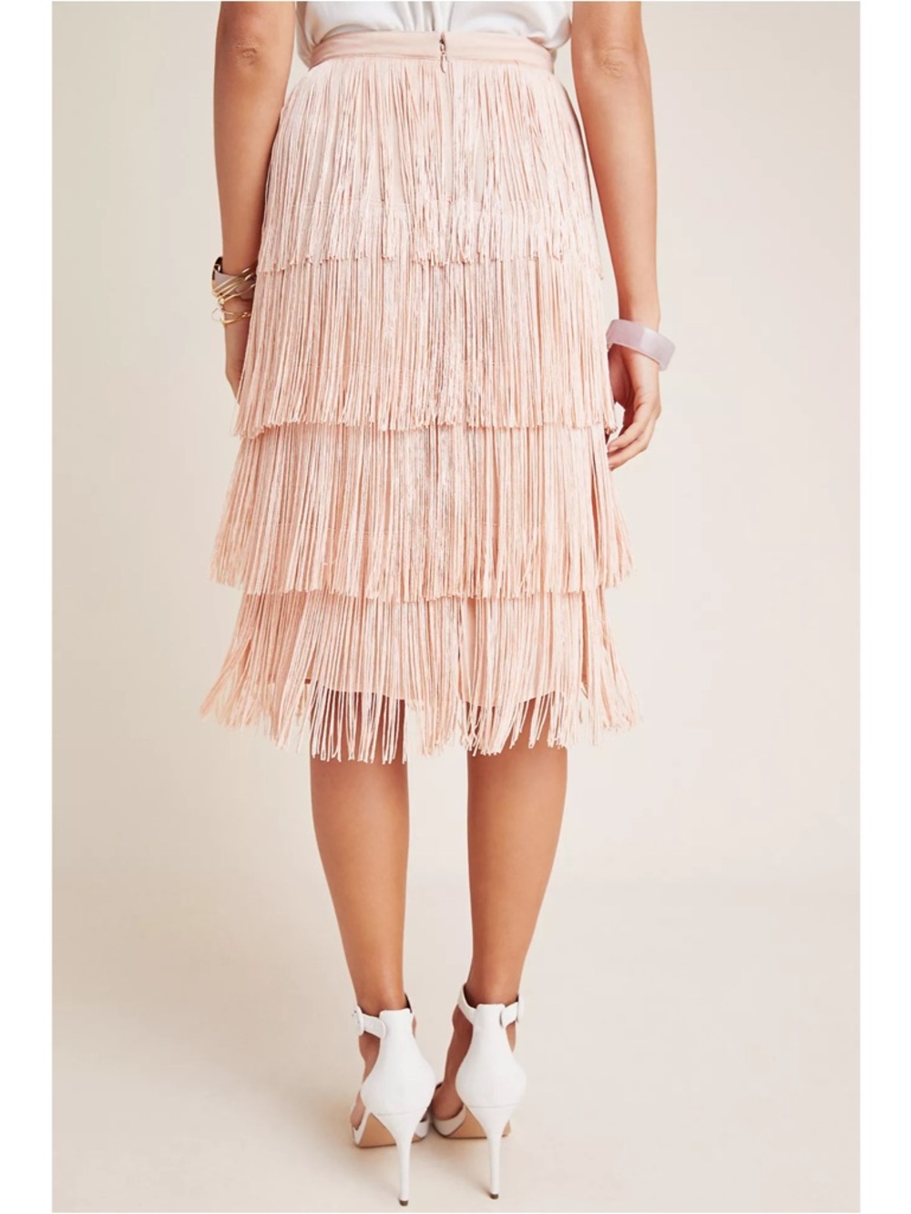 NWT Anthropologie Maeve Blush Velma Fringe Flapper Skirt - Picture 4 of 7